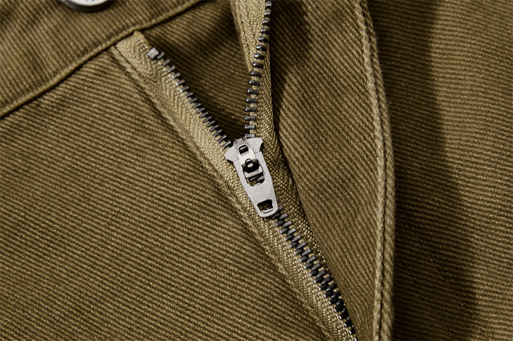 Wide-Leg Cargo Pants with Multi-Pocket Contrast Panel Design