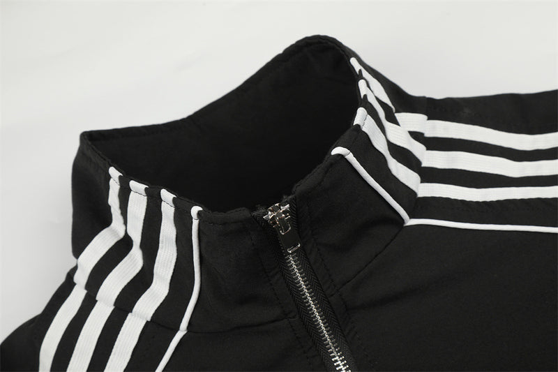 Veste de survêtement à col montant et trois bandes – Coupe décontractée homme zippée