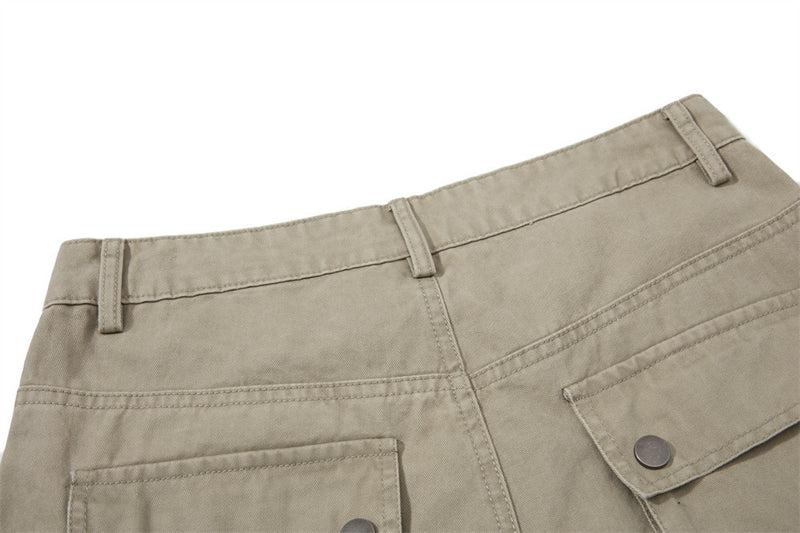 Men's Wide-Leg Cargo Pants – Loose Fit Multi-Pocket Arc-Hem Streetwear Trousers