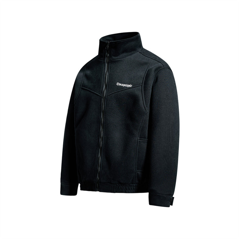 Men's Mock Neck Full-Zip Track Jacket with Crest Patch – Streetwear Fleece