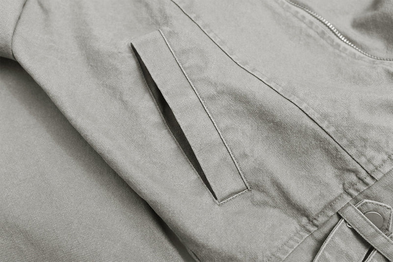 Men's Washed Asymmetric-Zip Moto Jacket with Epaulettes