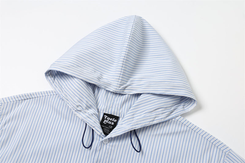 Striped Hooded Long-Sleeve Shirt – Relaxed Fit Button-Up