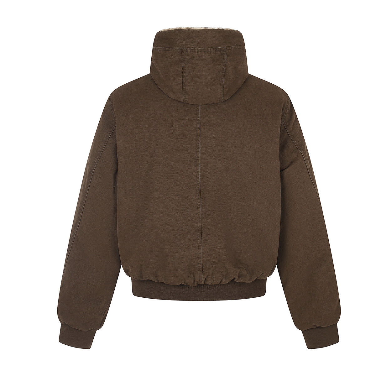 Hooded Bomber Jacket with Faux Leopard Fur-Lined Hood – Relaxed Fit Winter