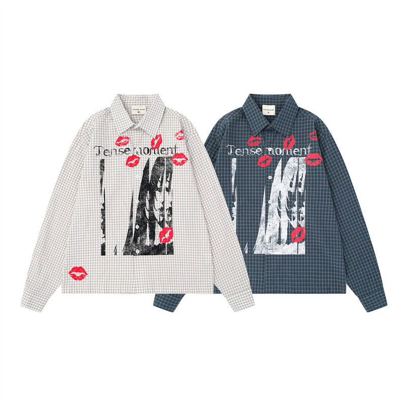 Plaid Long Sleeve Shirt – Graphic Print Oversized Fit