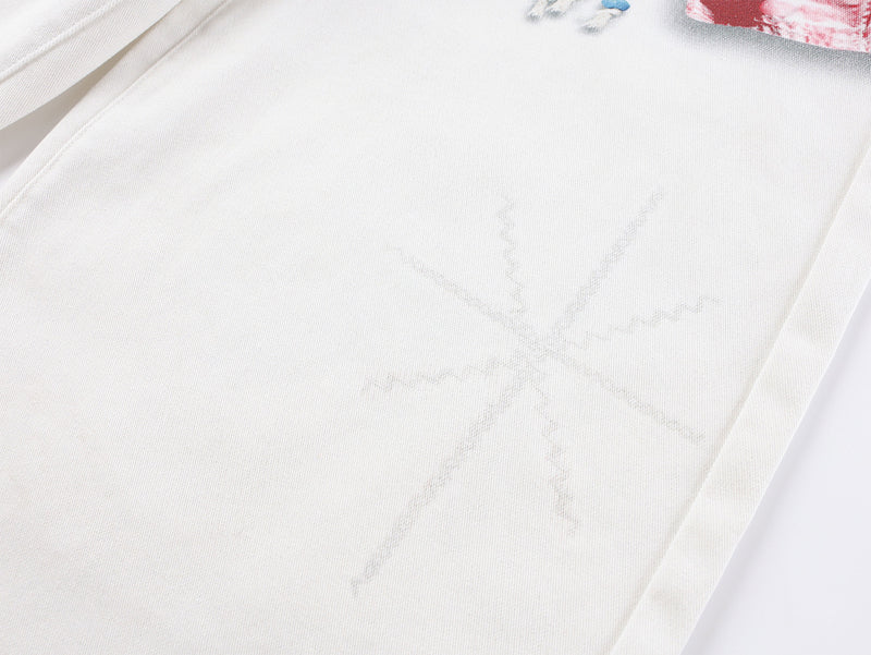 Pantalon ballon à jambes larges avec empiècement à carreaux patchwork – Blanc oversize streetwear