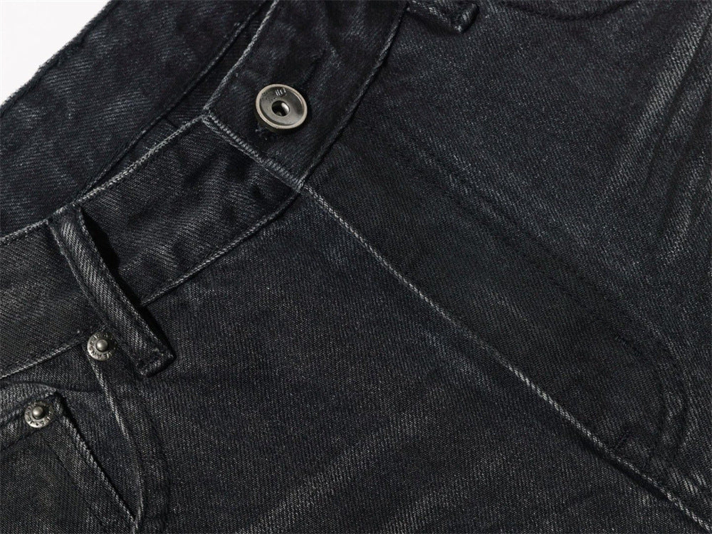 Black Baggy Jeans Men – Wide Leg Washed Vintage Distressed Denim