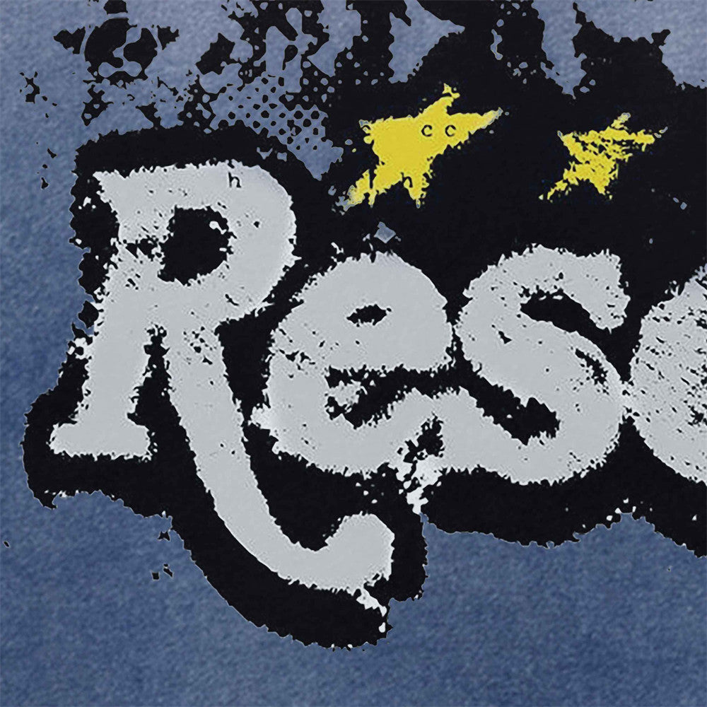 Tee-shirt graphique vintage délavé à l’acide – Imprimé étoiles Reset, coupe oversize