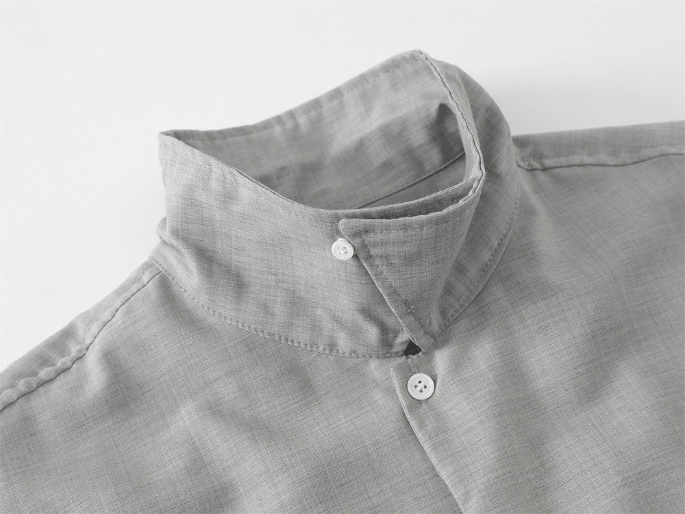 Langarmshirt mit Bindegürtel für Herren – Lockeres Pullover-Shirt mit halber Knopfleiste in Meliert
