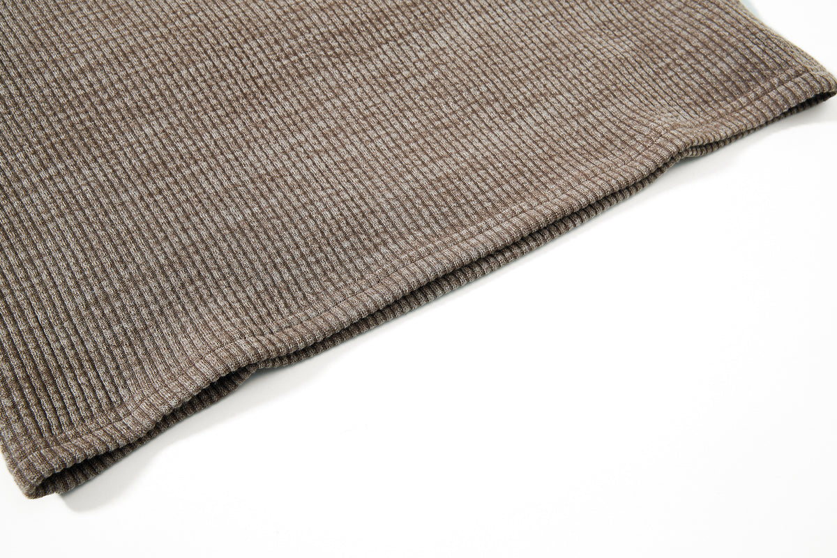 Men's Waffle Knit Henley Long Sleeve Shirt – Relaxed Fit Vintage Tee