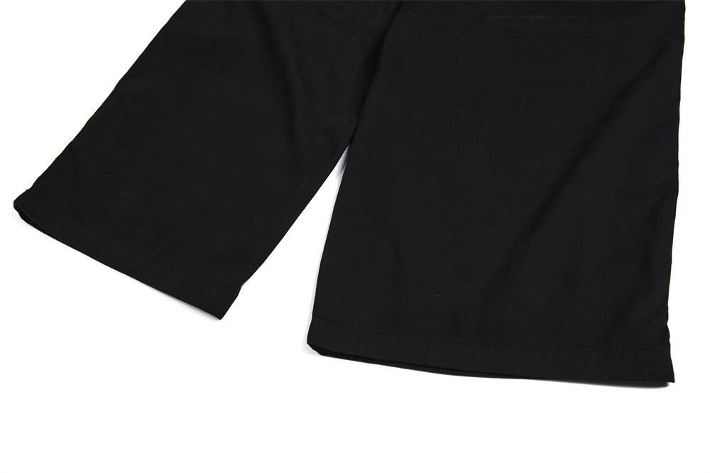 Black Cargo Pants Men – Wide Leg Double-Breasted High-Street Trousers