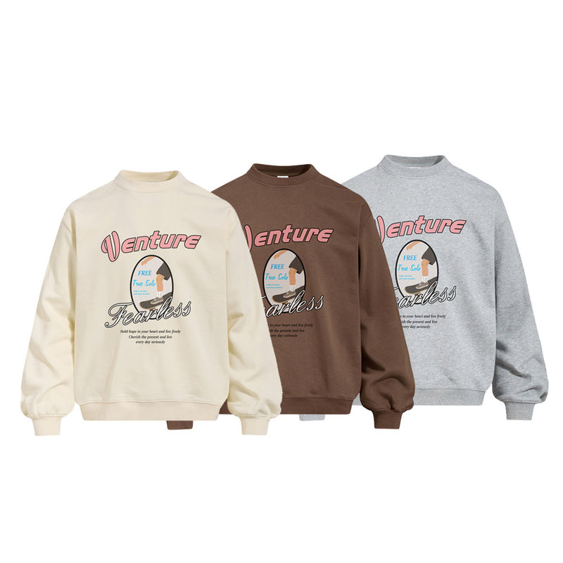 Venture Fearless Graphic Print Crewneck Sweatshirt – Oversized Fit