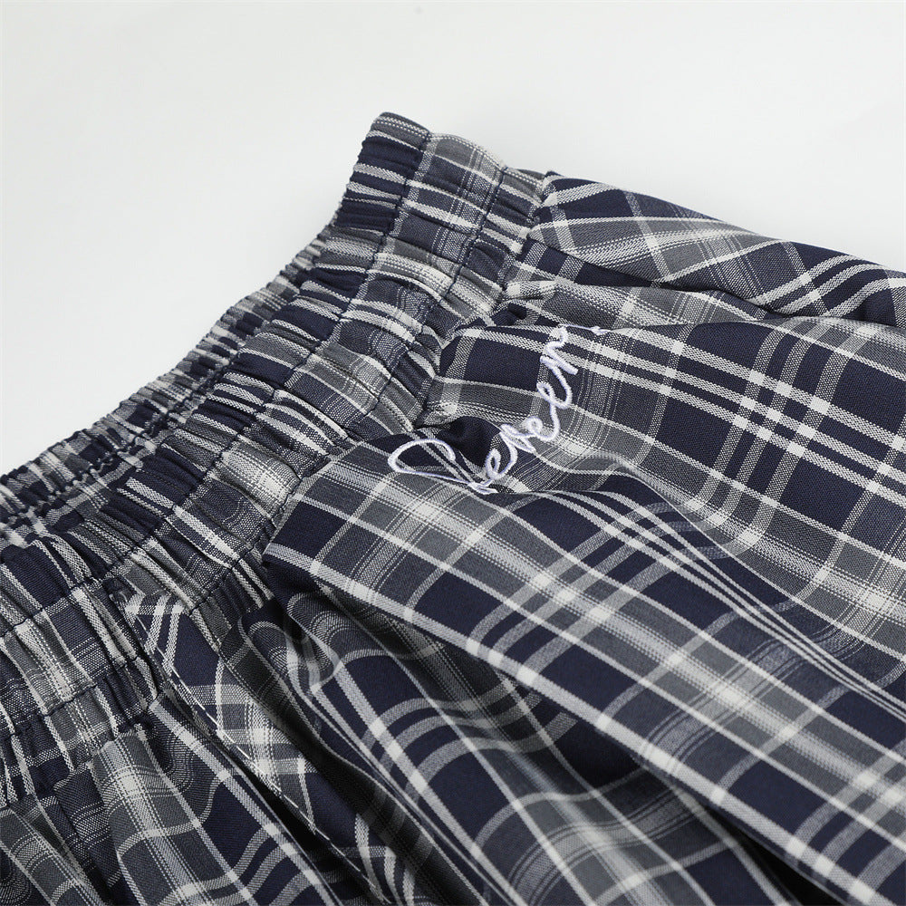 American Vintage Plaid Wide-Leg Pants – Oversized Baggy Trousers