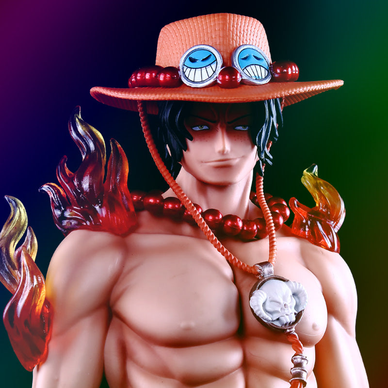 Ace Action Figurine – 41cm with Colorful Glowing Flames, Limited Edition – One Piece Collectible