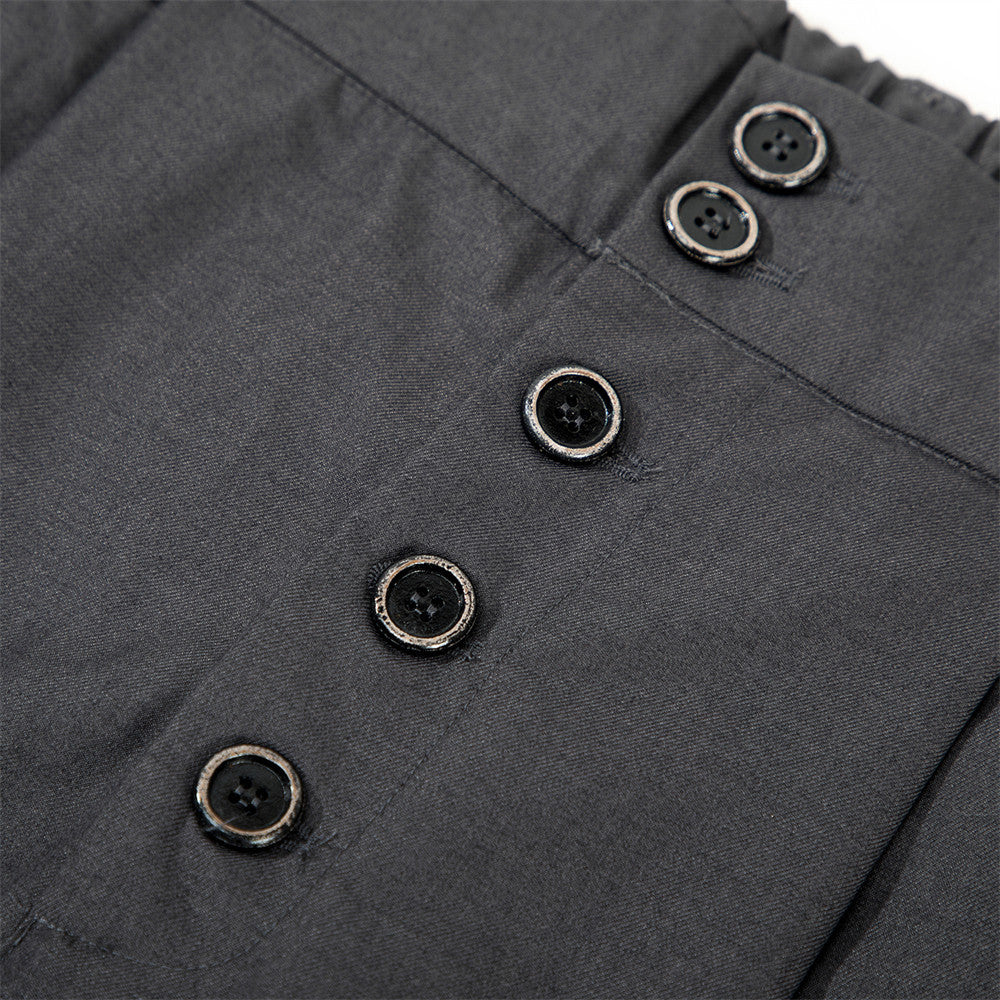 Wide-Leg Pleated Culottes Shorts with Button Fly