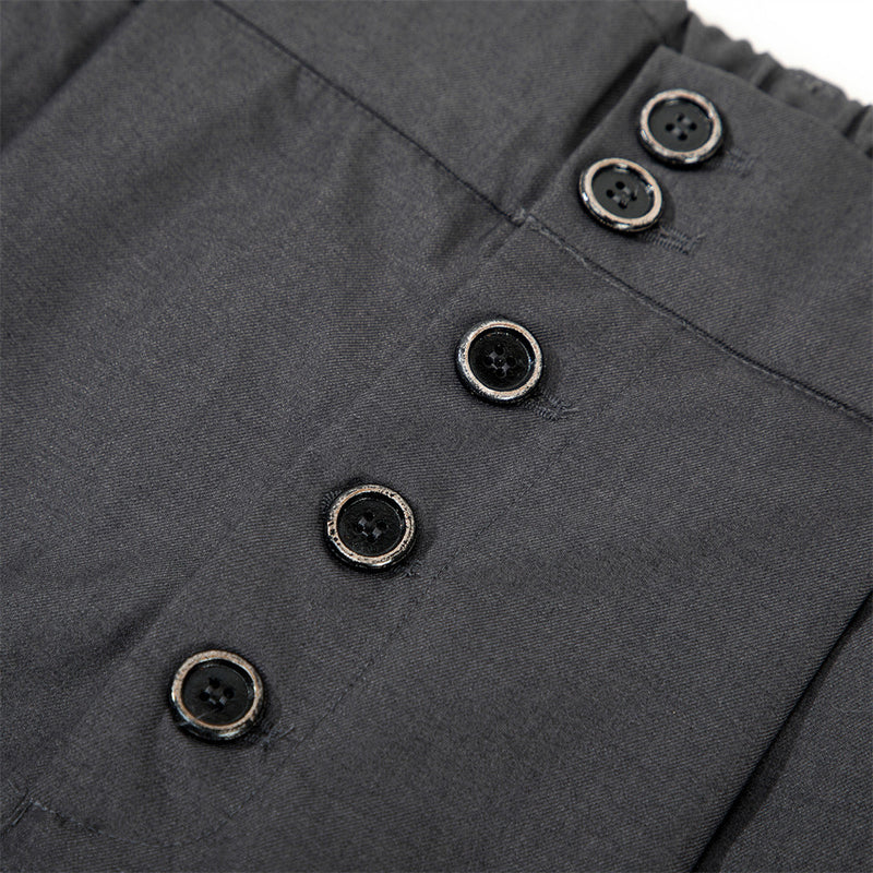 Wide-Leg Pleated Culottes Shorts with Button Fly