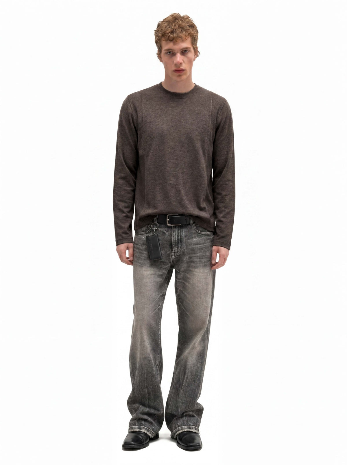 Men's Long Sleeve Crew Neck Shirt – Relaxed Fit Solid Tee