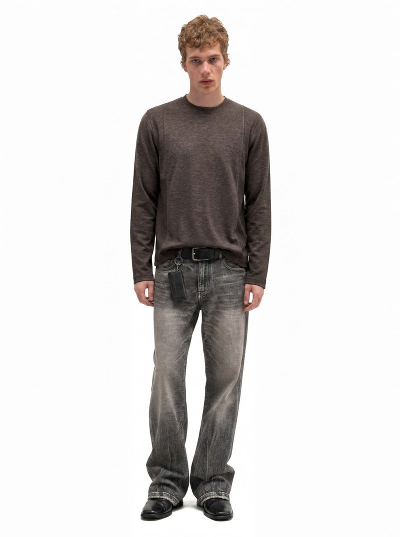 Men's Long Sleeve Crew Neck Shirt – Relaxed Fit Solid Tee