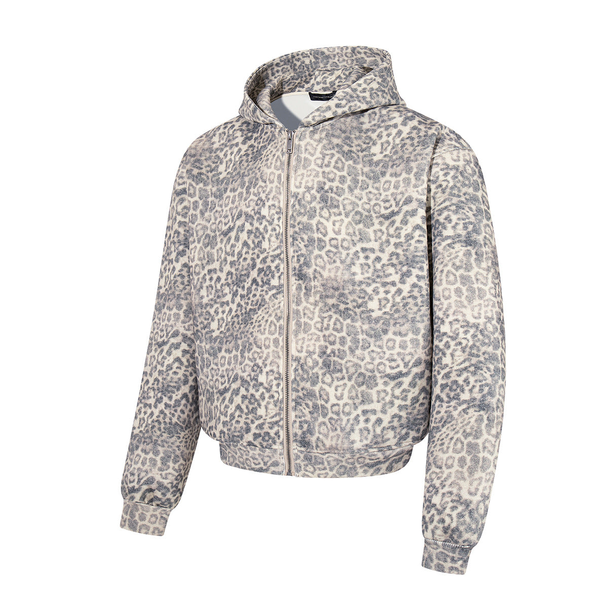 Hoodie zippé à imprimé léopard – Style streetwear américain vintage