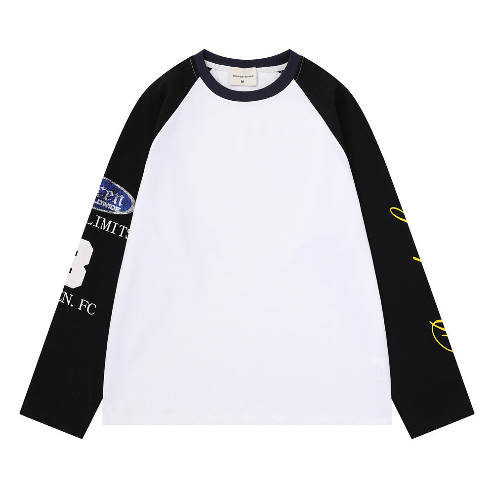 Men's Colorblock Raglan Long Sleeve Tee with Graphic Sleeve Print