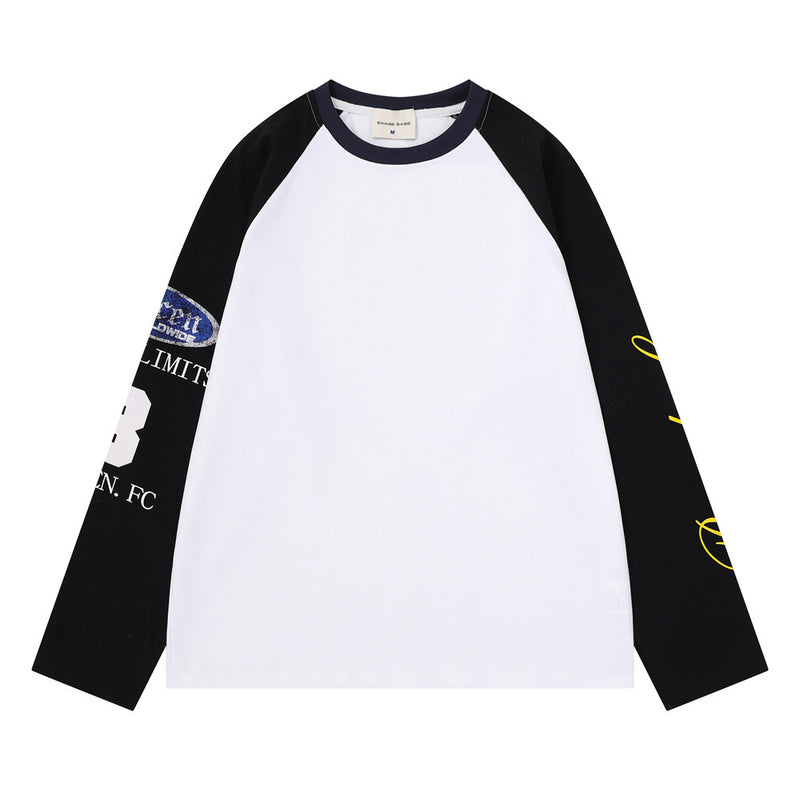 Men's Colorblock Raglan Long Sleeve Tee with Graphic Sleeve Print