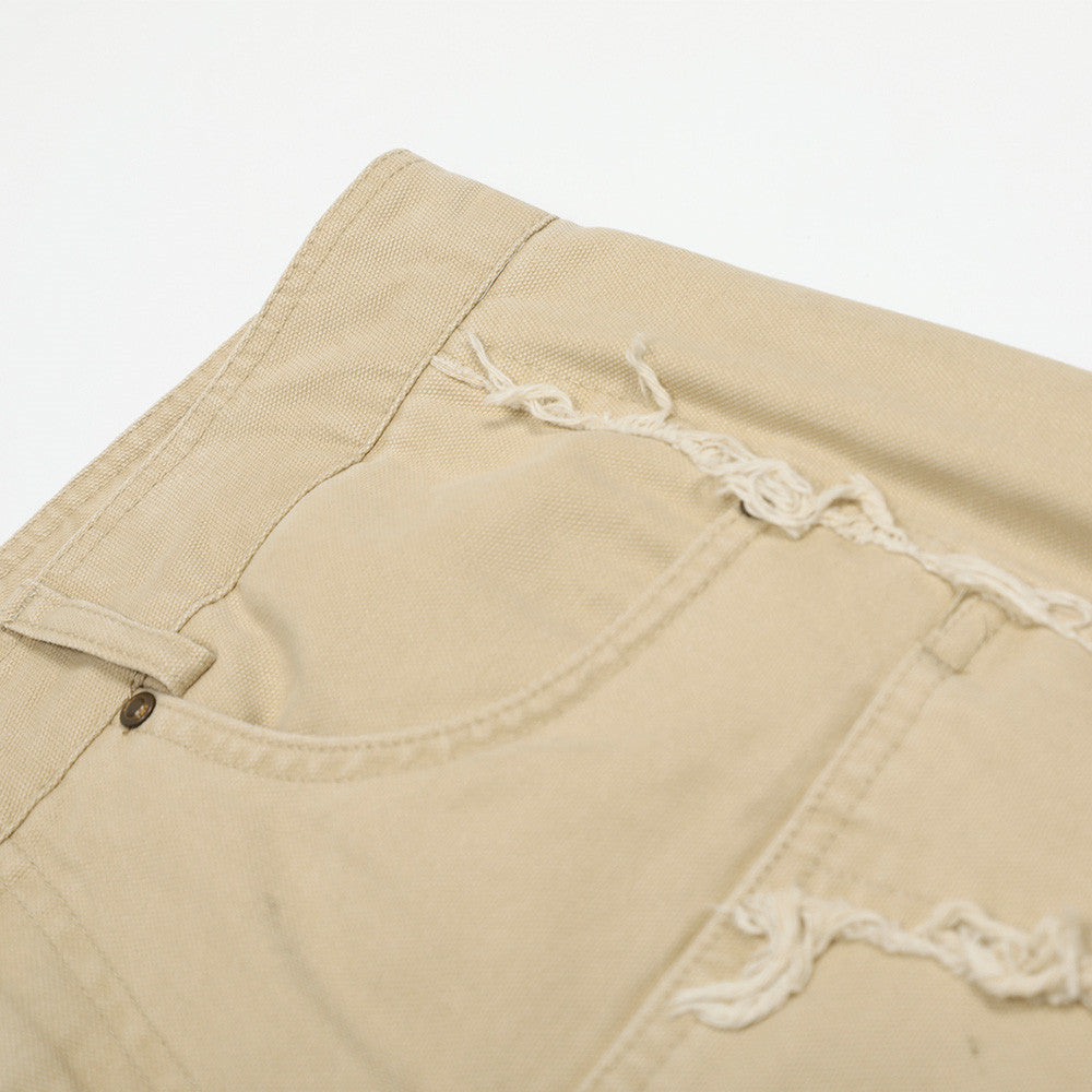 Wide-Leg Frayed Seam Pants – Deconstructed Streetwear Trousers