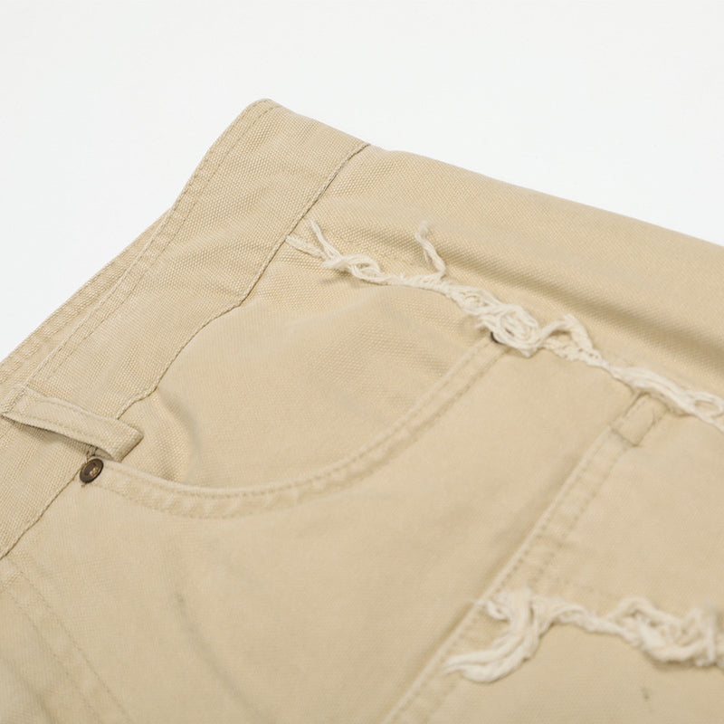 Wide-Leg Frayed Seam Pants – Deconstructed Streetwear Trousers