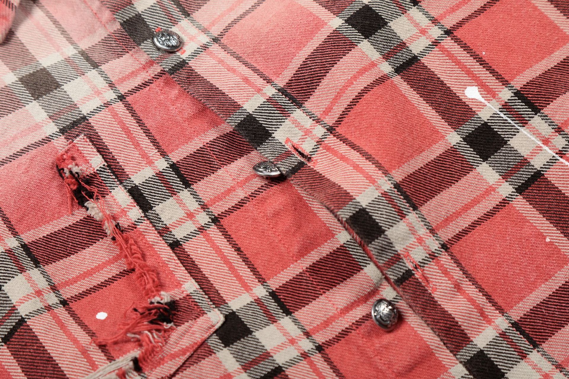 Camisa de franela de cuadros para mujer – Camisa oversize roja lavada y desgastada con botones