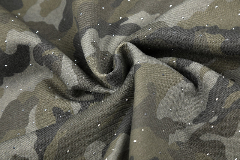 Sweat à capuche zippé camouflage – Sweat oversize camouflage scintillant entièrement zippé avec
