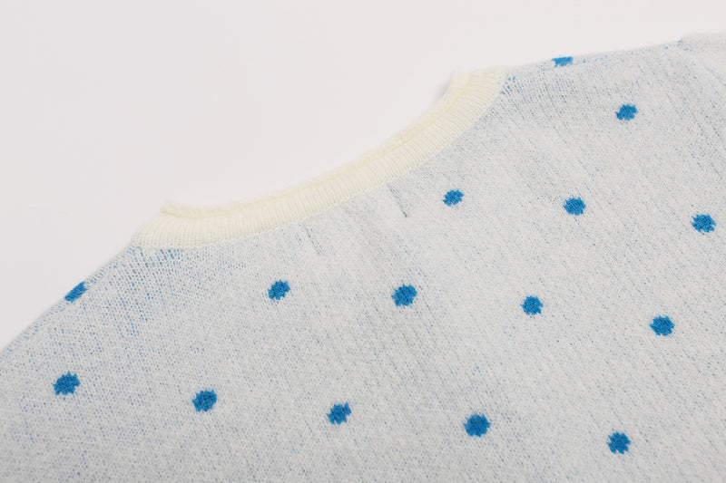 Polka Dot Knit Cardigan Sweater – Cropped Button-Up Vintage Style