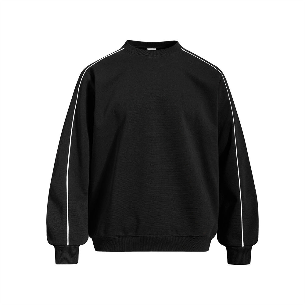 Oversized Crew Neck Sweatshirt with Contrast Sleeve Piping