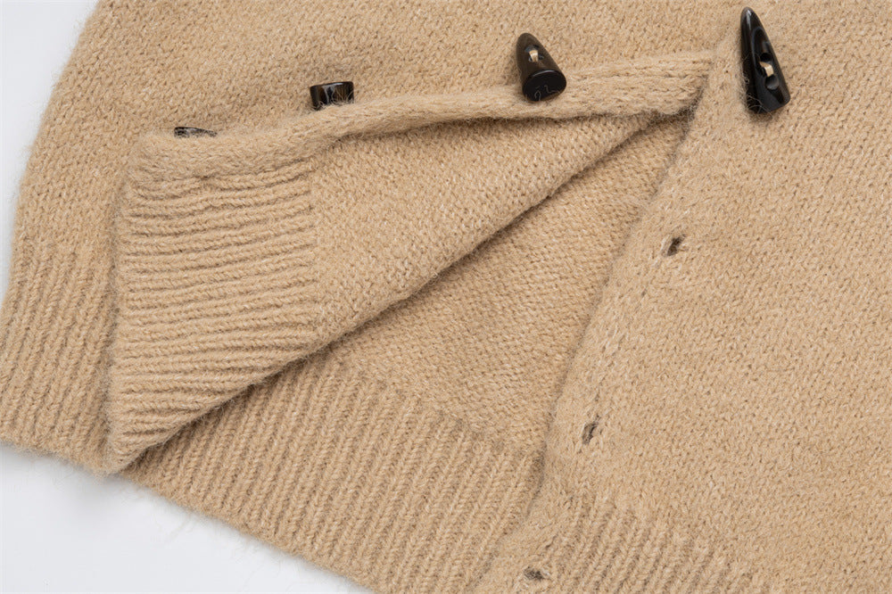 Gilet cardigan tricoté à capuche et boutons brandebourg – Veste pull homme ajustée