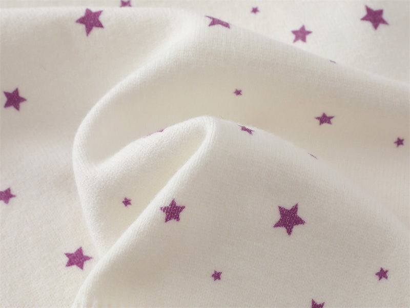 Dalmatian Star Print Crew Neck Sweater with Striped Raglan Sleeves