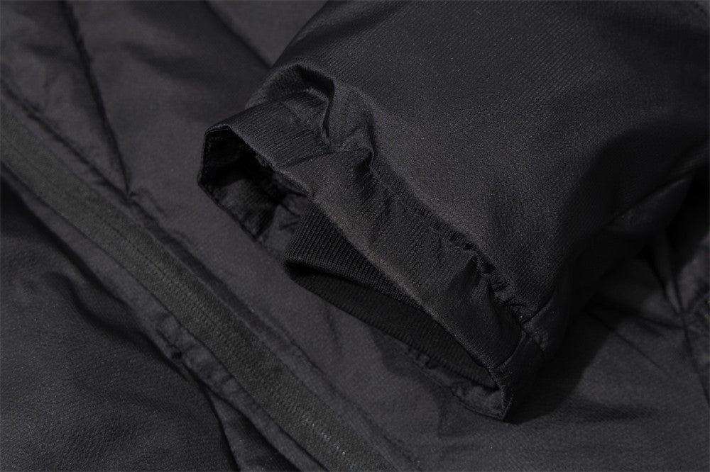 Puffer Jacket with Hoodie – Diagonal Zip Men's Winter Down Coat