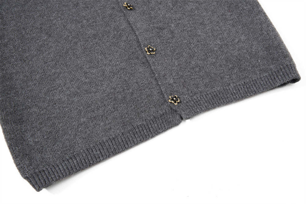 Men's Crewneck Knit Cardigan Sweater with Floral Buttons
