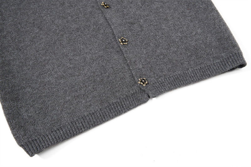 Men's Crewneck Knit Cardigan Sweater with Floral Buttons