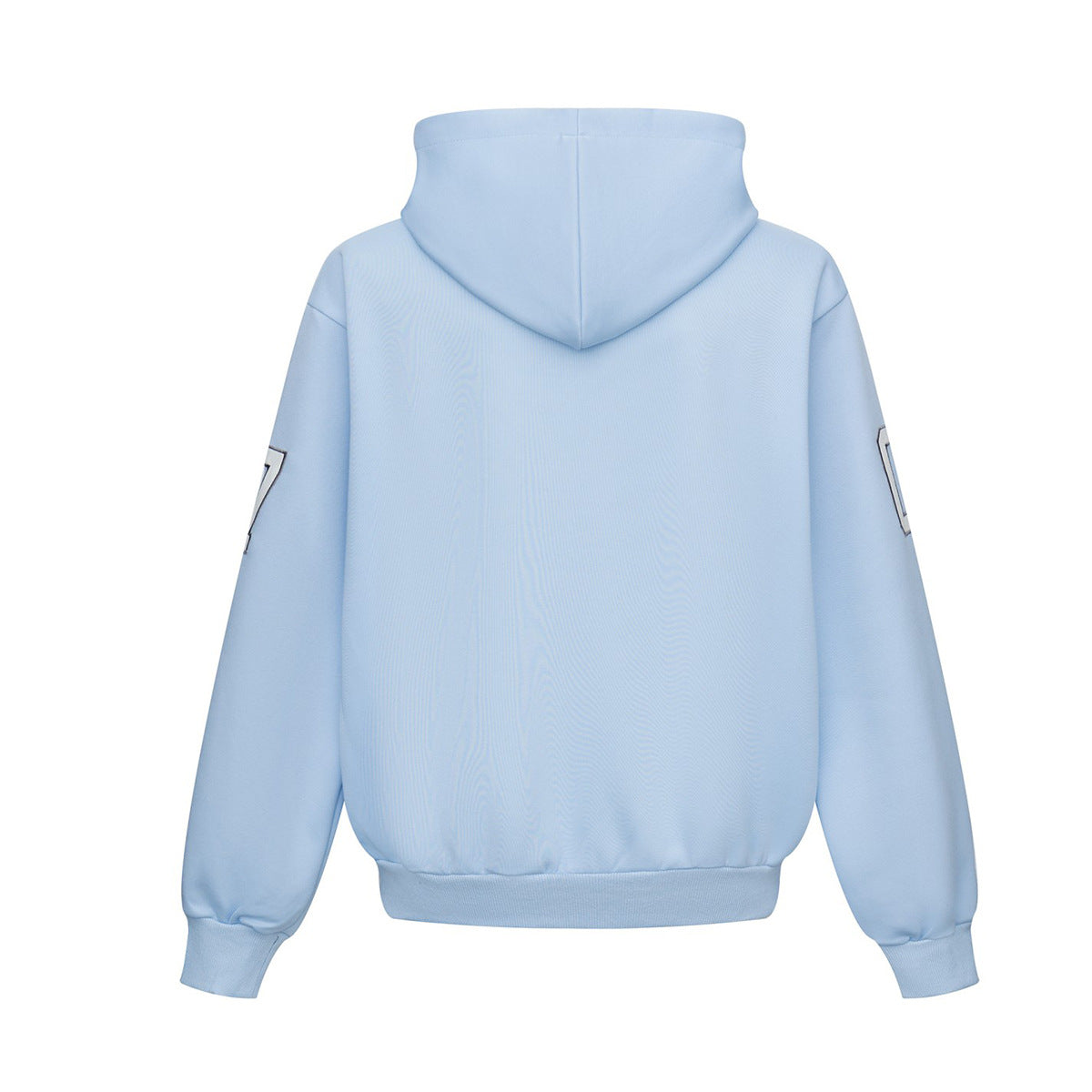 Sweat à capuche bleu zippé intégral avec patch brodé du numéro varsity 07