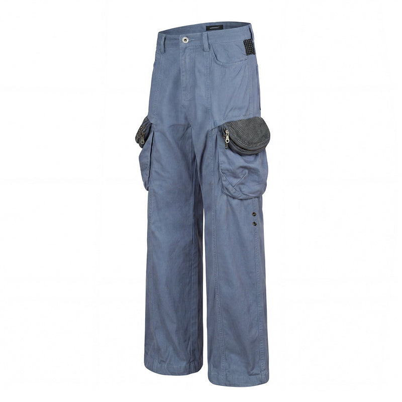 Men's Wide-Leg Cargo Pants with Multi-Pocket Utility Design
