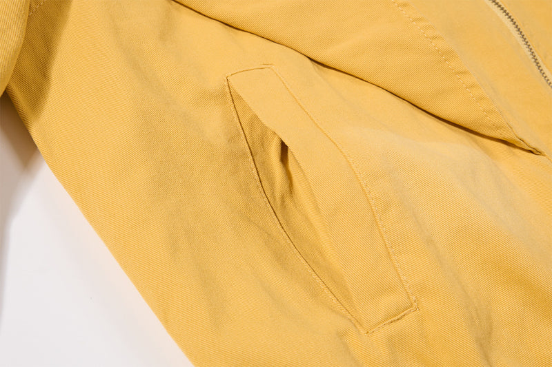 Retro American Washed Zip-Up Jacket with Corduroy Collar