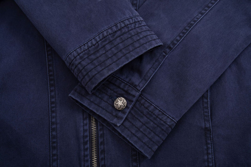 Men's Vintage Washed Moto Zip Jacket – Deconstructed Seam Detroit Style
