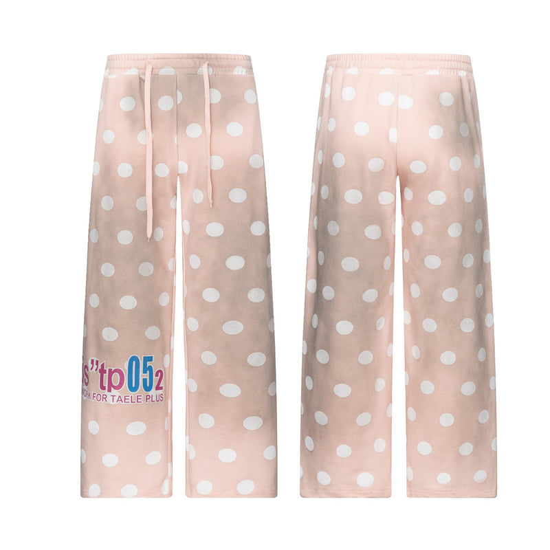 Pantalon de survêtement large à pois – Coupe décontractée délavée à l’acide