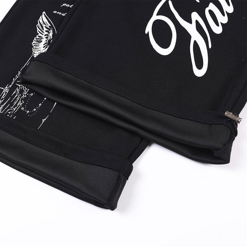 Wide-Leg Sweatpants with Castle & Angel Graphic Print – Streetwear Jogger Pants