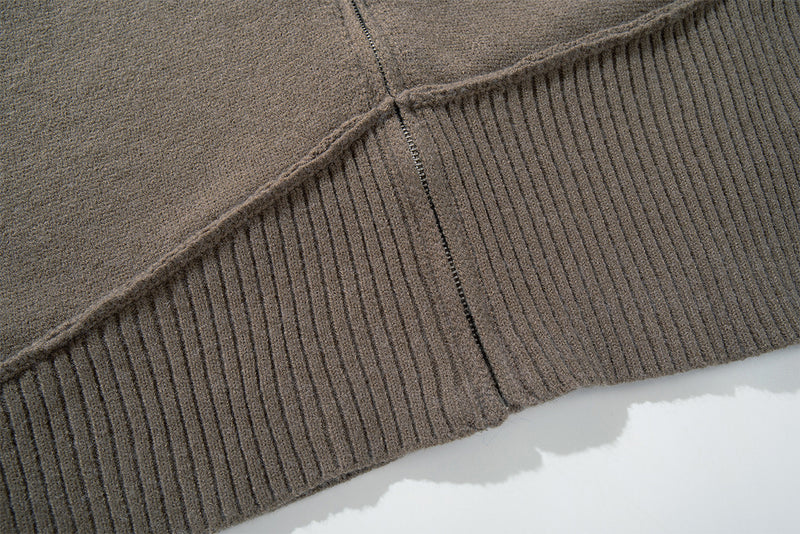 Veste pull en maille à col montant et zip intégral avec bas côtelé