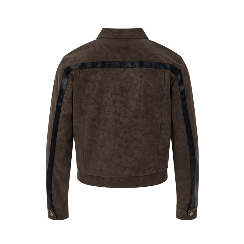 Chaqueta bomber de textura ante con rayas – Chaqueta corta Detroit con bandas satinadas