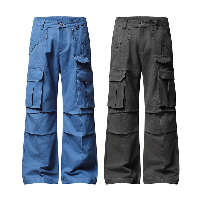 Men's Wide-Leg Cargo Pants – Relaxed Fit Multi-Pocket Workwear Trousers