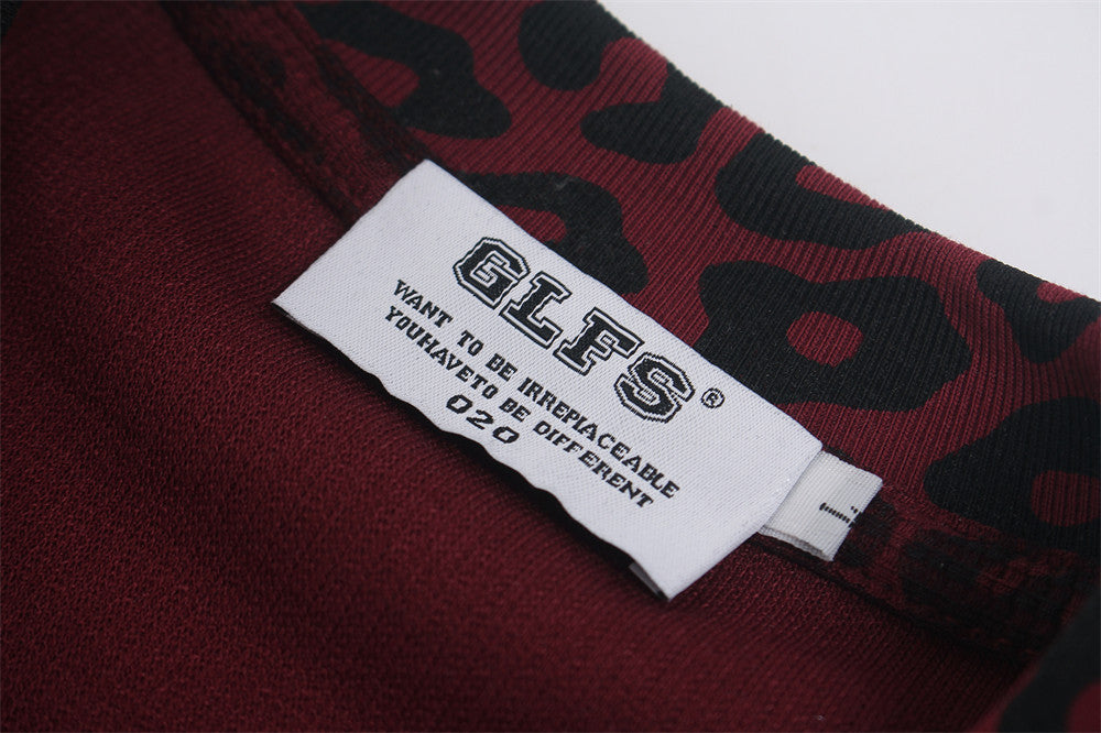 Leopard Print Long-Sleeve Shirt with Sleeve Script & Swirl Graphics
