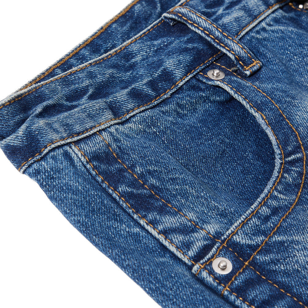 Herren Vintage-Washed-Wide-Leg-Flare-Jeans – Entspannte Passform, Used-Denim