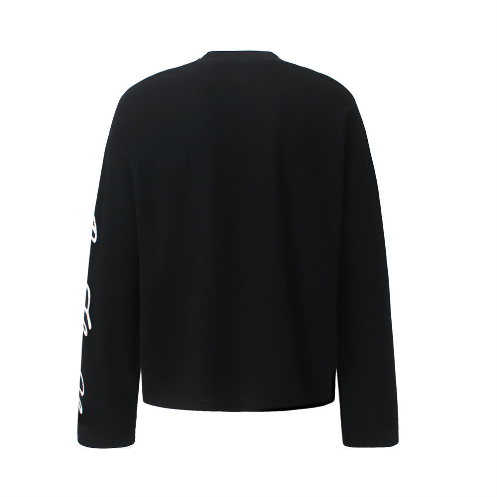 GLFSTM New York Graphic Long-Sleeve Waffle-Knit Tee – Oversized Crew Neck