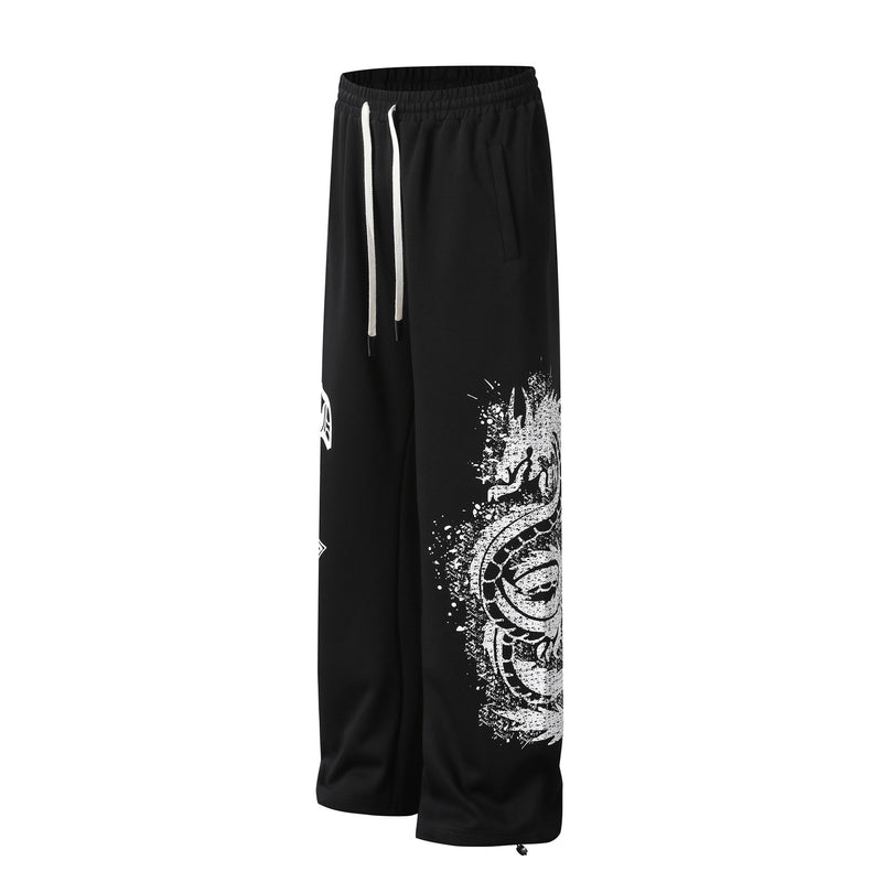 Pantalon de survêtement à jambes larges avec graphisme croix gothique – Jogger droit en molleton