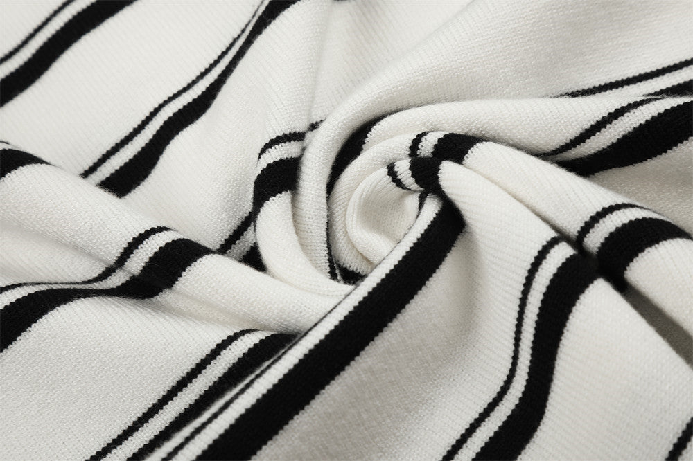Pull polo homme à manches longues – Maille rayée à col tunisien