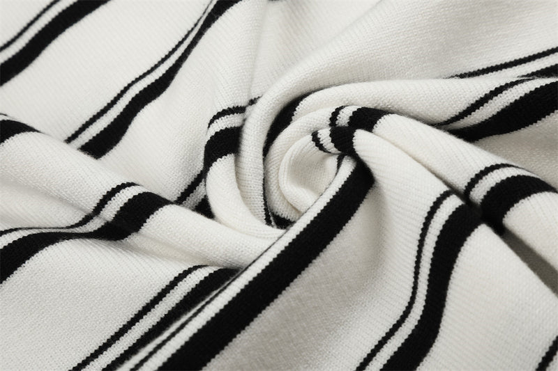 Pull polo homme à manches longues – Maille rayée à col tunisien